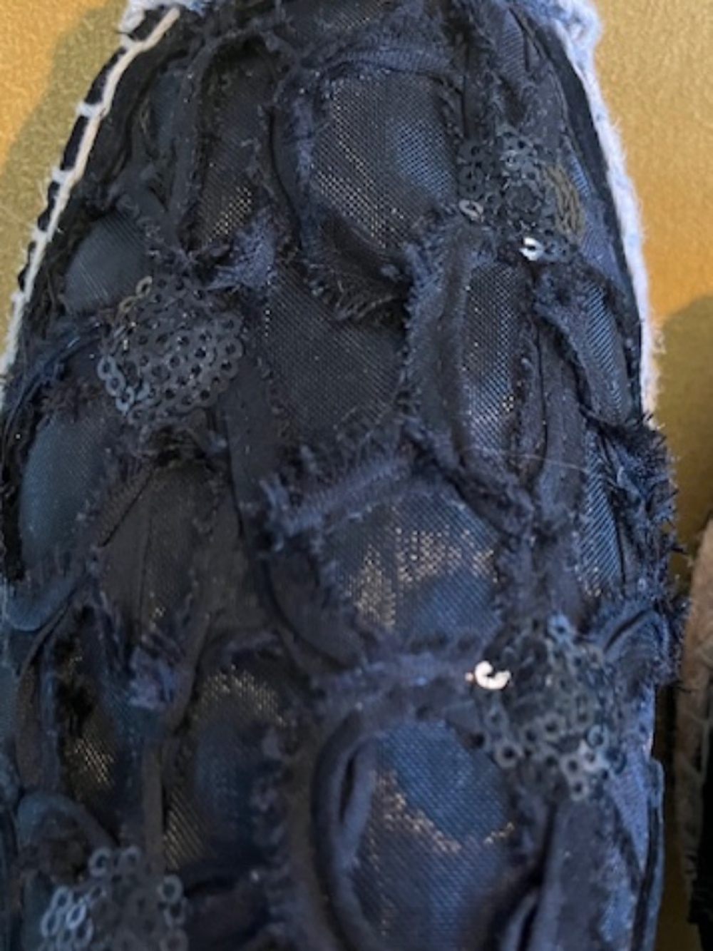 Botkier Black Mesh Floral Lace Sequined Slip-on Esparilles Sz 9 Boho Summer - Picture 7 of 8